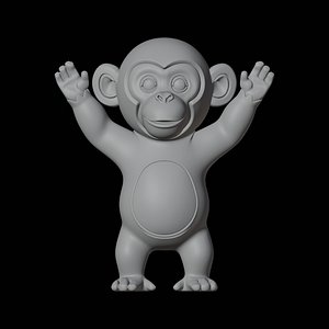 Cartoon Monkey Figure 3D Print Model 3D