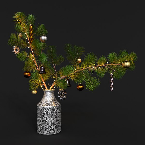 christmas tree branch lights 3D model