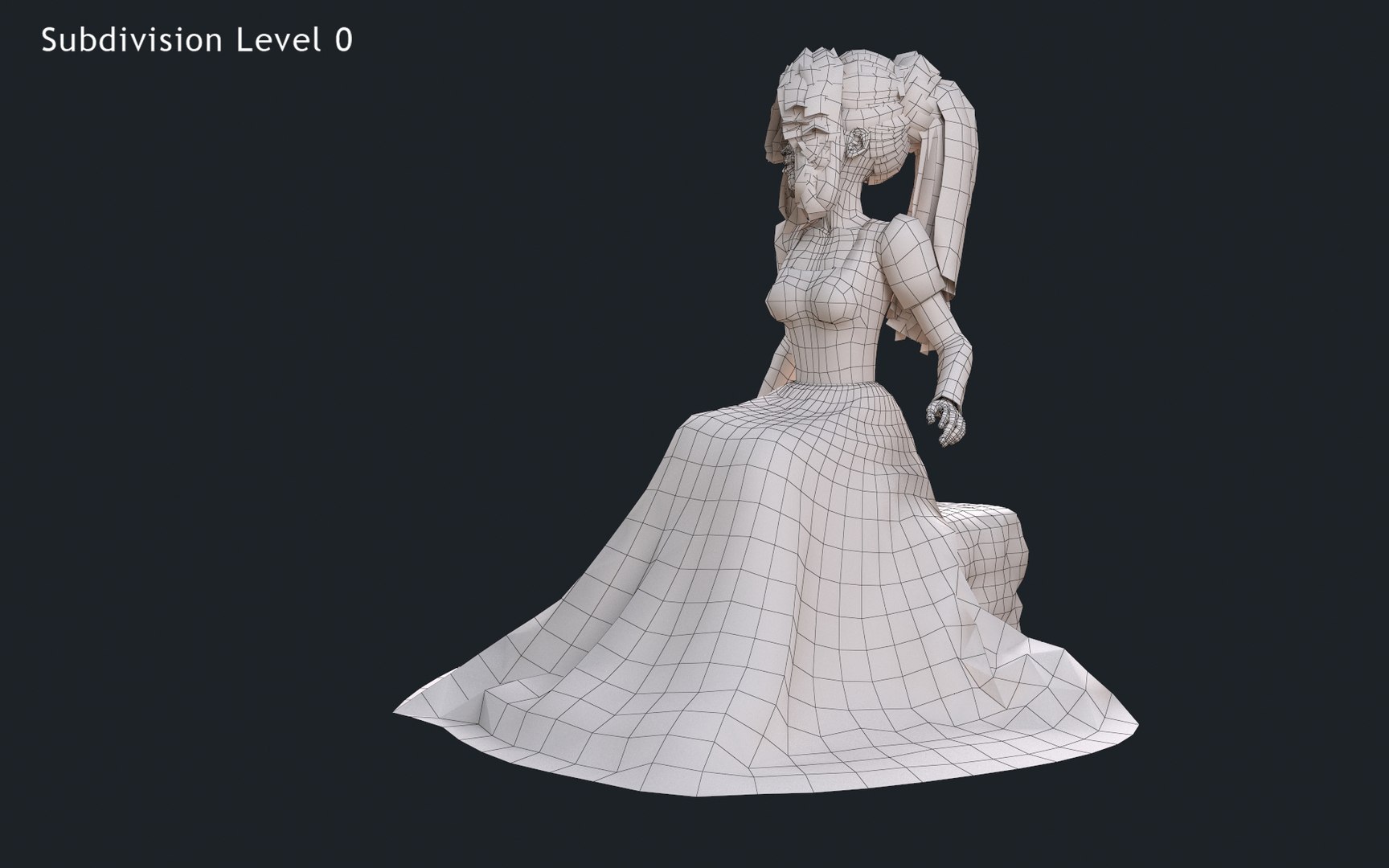 Cartoon Princess Blonde Sitting Green 3D Model - TurboSquid 2270941