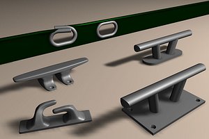 Set of boat cleats and fairleads