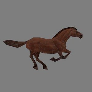 Horse low polygonal, Animated,Run