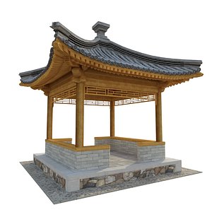 3D model qing pavilion corner