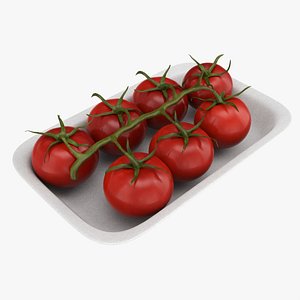 3D model Tomatoes with tray 01