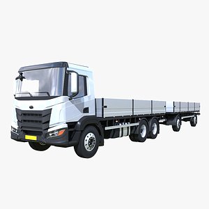 3D Generic Cargo Truck with Trailer model
