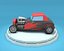 Cartoon Hot Rod Racing Car Low Poly