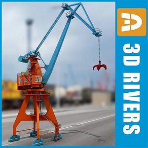level luffing crane seaport 3d model