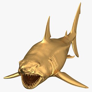 great white shark open mouth 3D