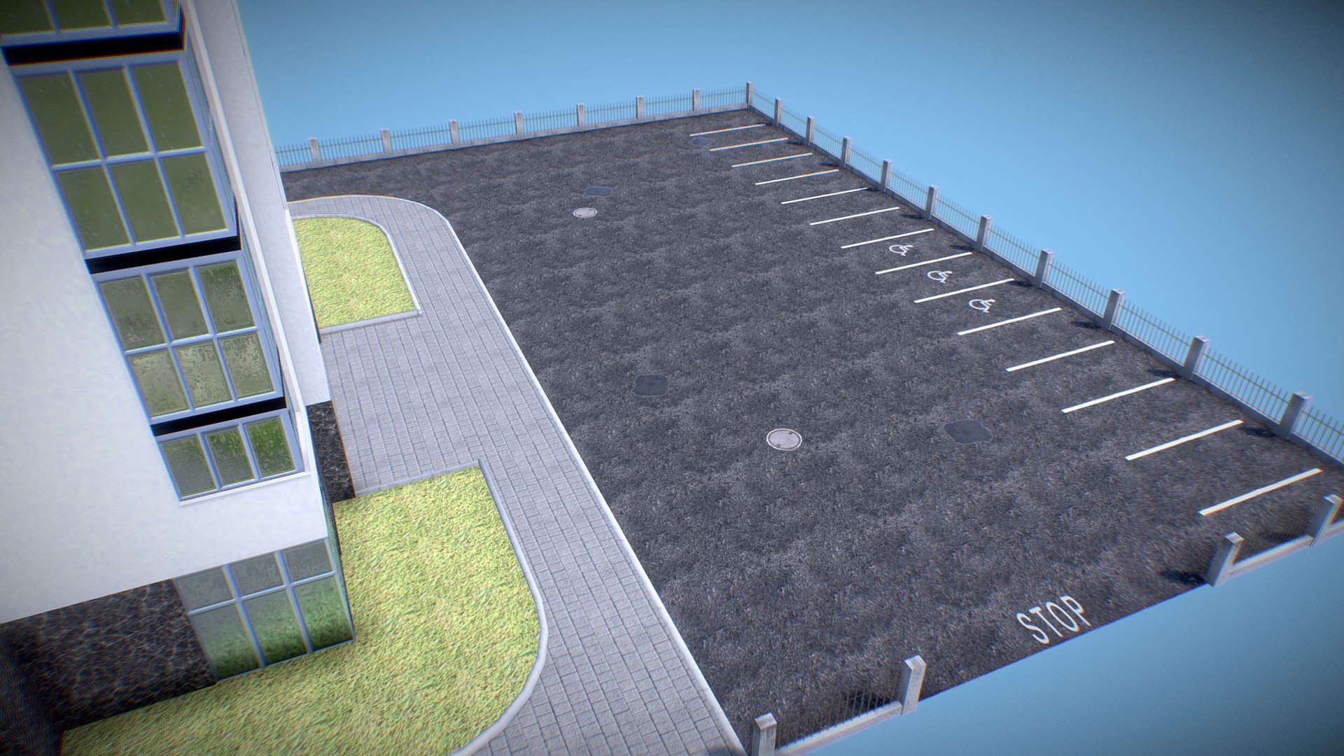 Residential Building With Parking PBR Model - TurboSquid 2145056