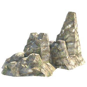 grass rock cliff 3D