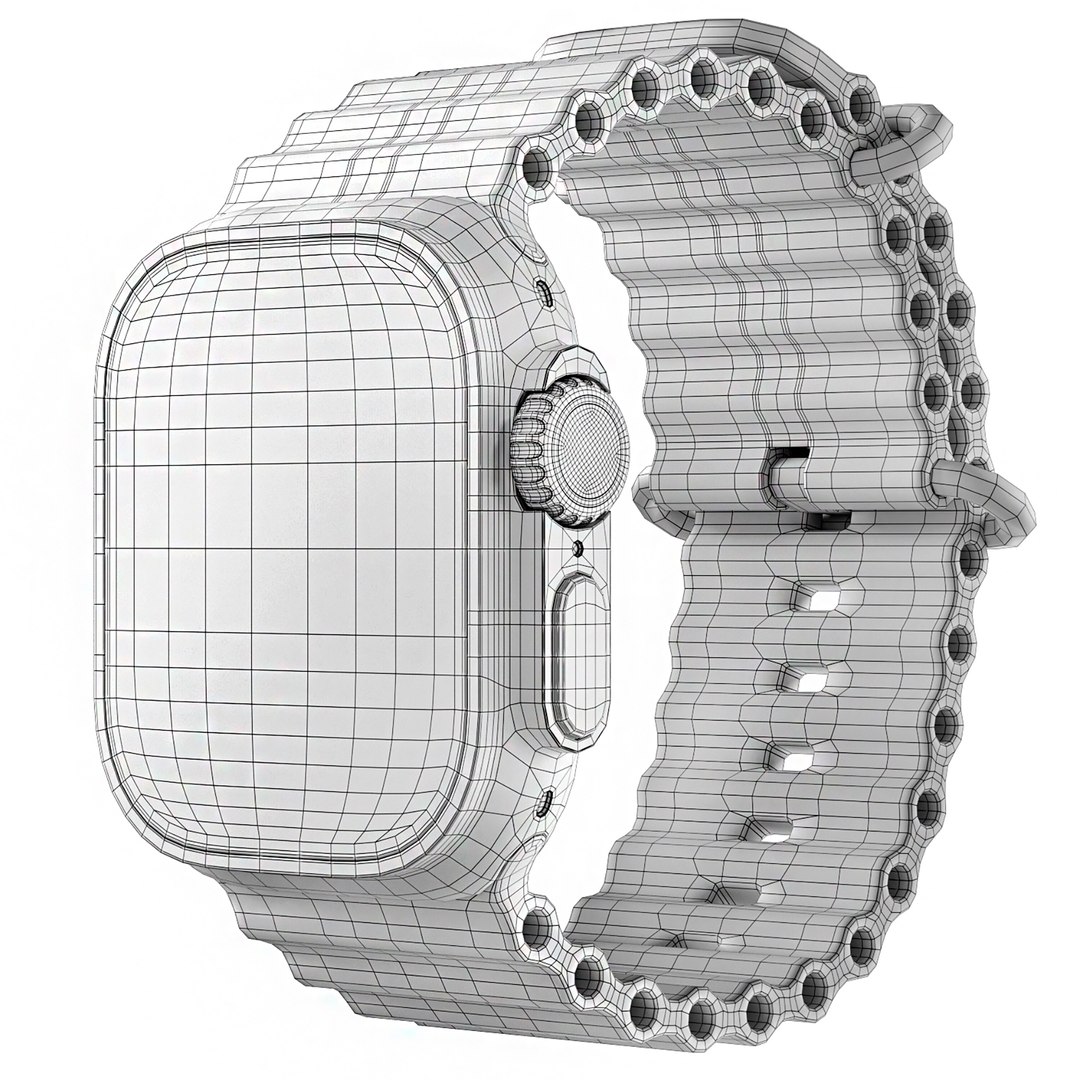 3D model Apple Watch Ultra White Ocean Band TurboSquid 2053520