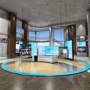 virtual set news studio 3D model
