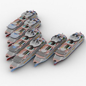 Oasis Class Cruise Ships Full Set Low Poly 3D model