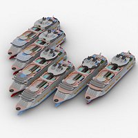 Oasis Class Cruise Ships Full Set Low Poly