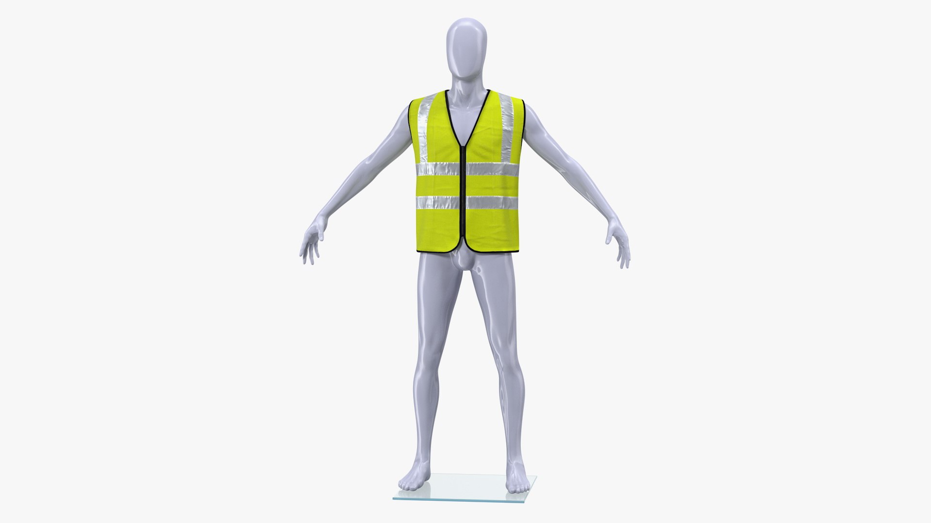 Mannequin with Yellow Hi Vis Safety Vest 3D model preview