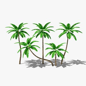 3D Stylized Cartoon Palms Set