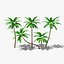 3D Stylized Cartoon Palms Set