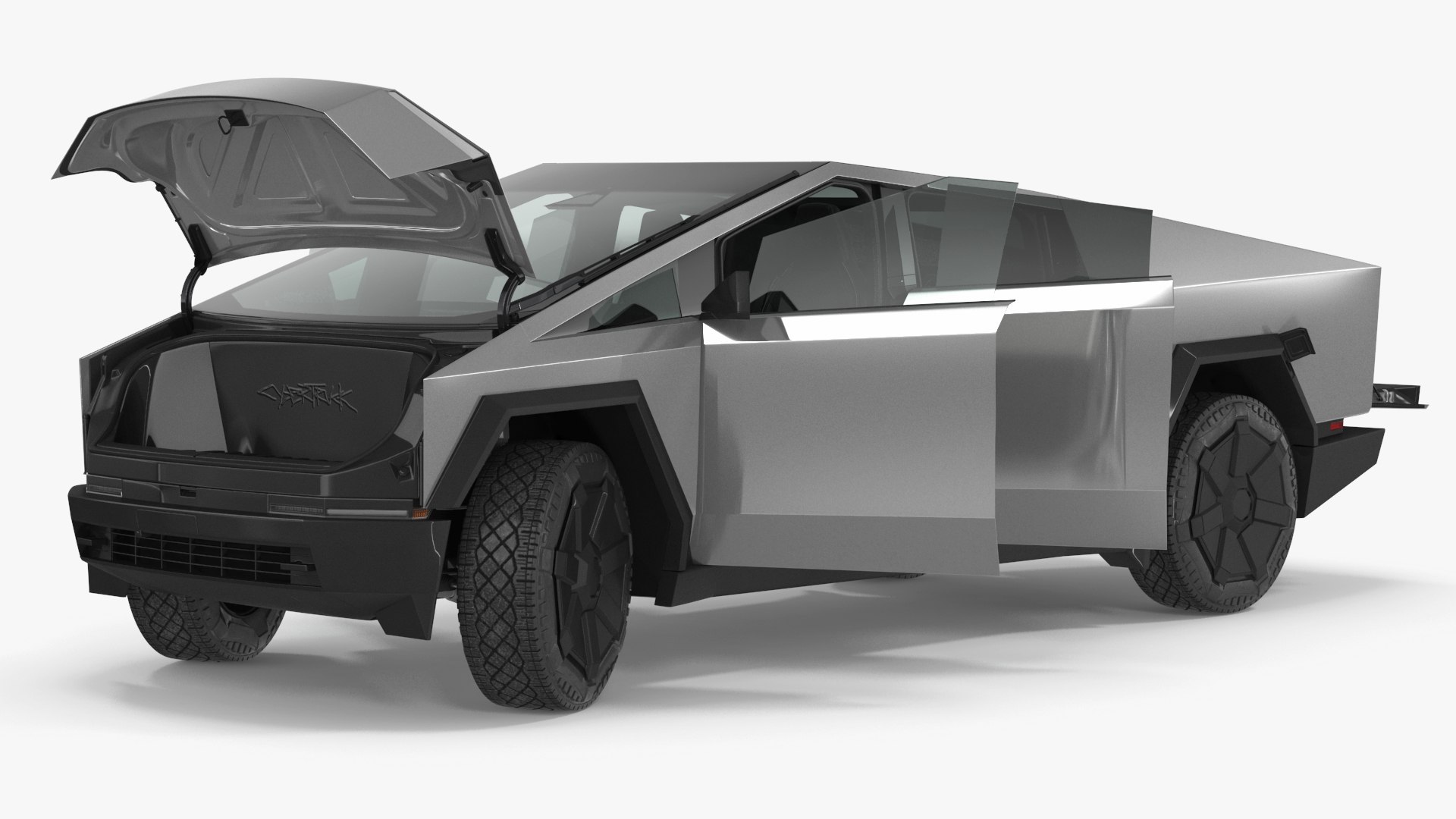 Tesla Cybertruck 2024 Silver Rigged 3D model preview