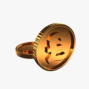 golden coin pound 3D model