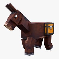 Minecraft Mule Rigged 3D Model Game Ready 4K PBR