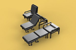 HOSPITAL ROOM ACCOMPANY CHAIR PATIENT FOLDABLE NURSING CHAIR BED 3D