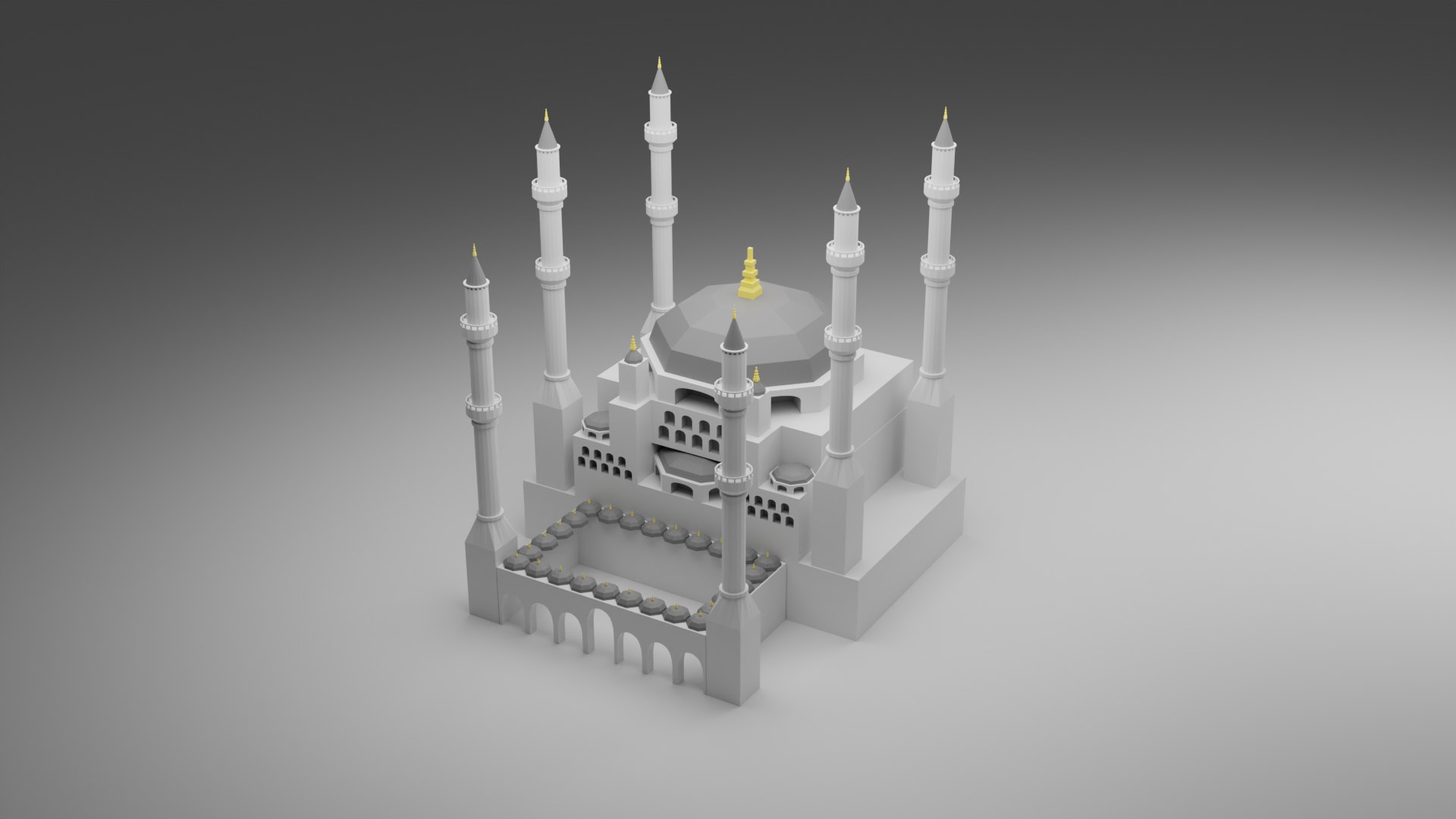 3D Mid poly Blue Mosque model - TurboSquid 2094247