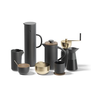 black coffee utensils 3D model