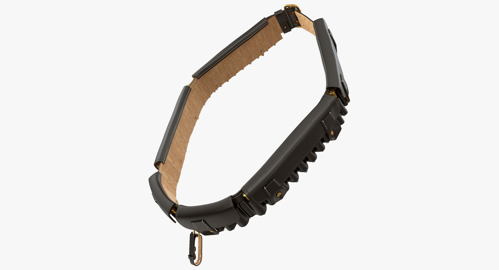 Black Leather Bandolier Ammo Belt 3D model preview