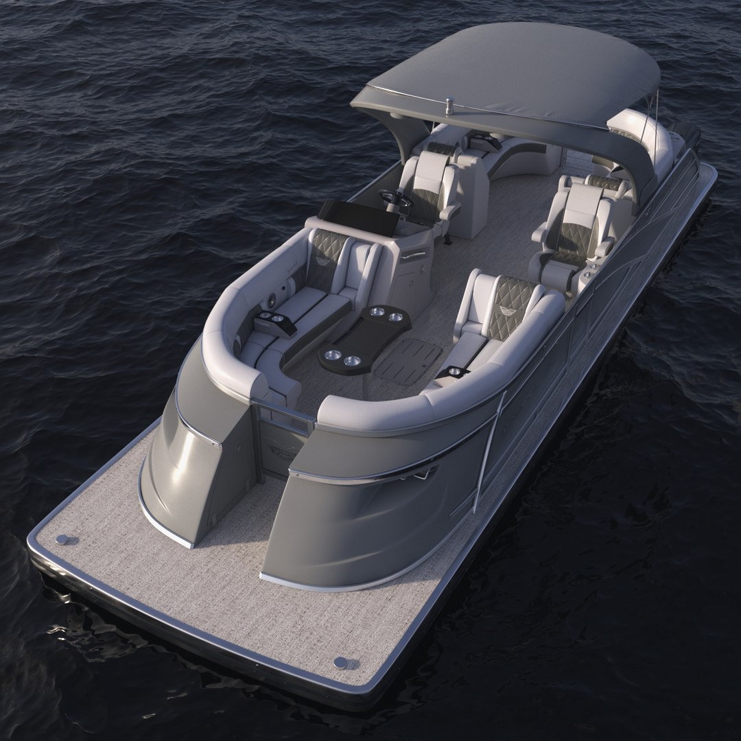 Pontoon Boat Bennington Q LINE 2024 Grey Rigged 3D model preview