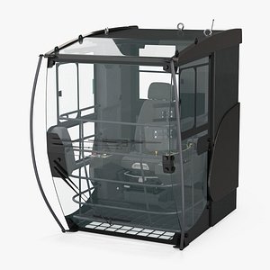 3D model Tower Crane Cabin Black