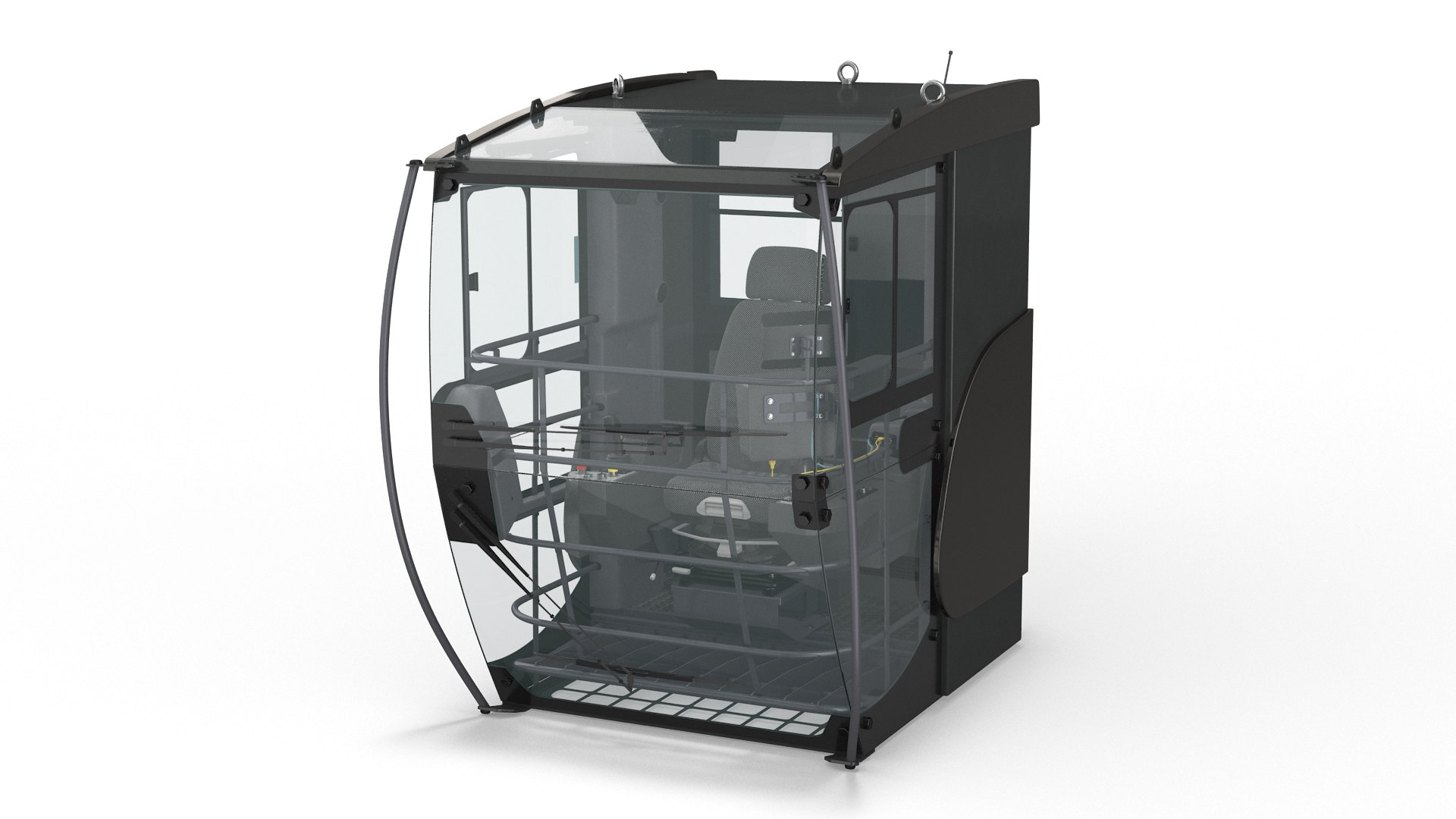 Tower Crane Cabin Black 3D model preview