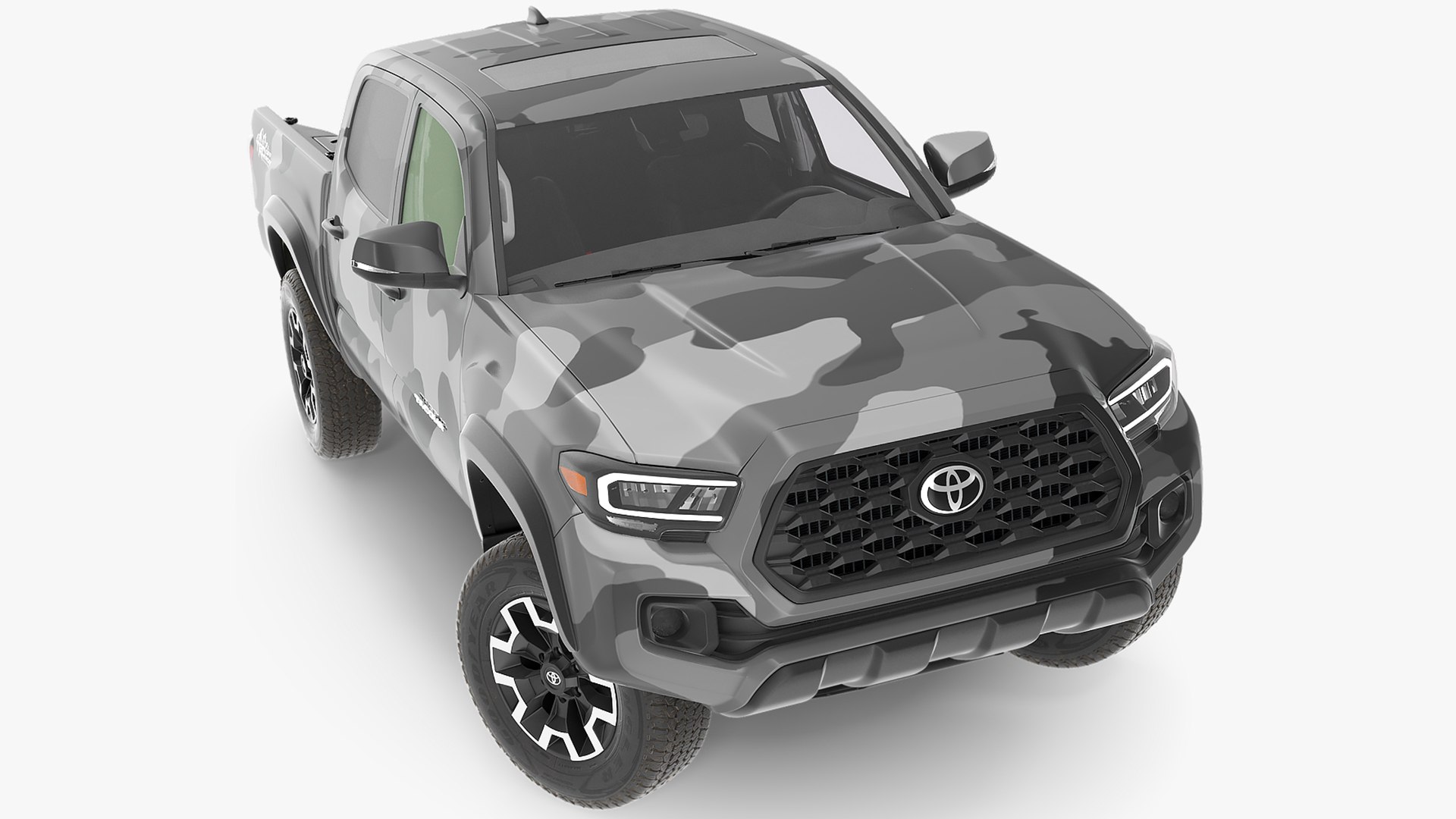 Toyota Tacoma TRD Off Road Gray Camouflage 2021 Rigged 3D model preview