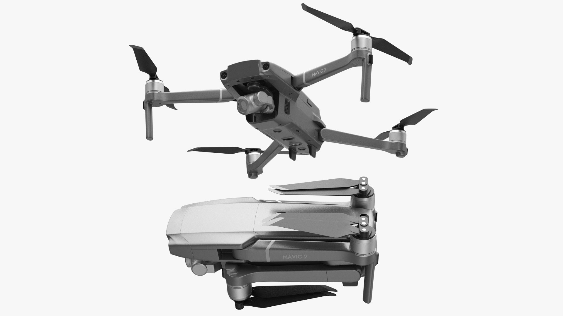 DJI Mavic 2 Zoom Quadcopter Rigged 3D model preview