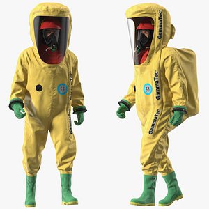 Heavy Duty Chemical Protective Suit Yellow Rigged for Cinema 4D 3D model