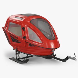 Red Snowcruiser Expedition Passenger Sled 3D