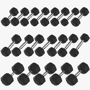 3D rubber dumbbells model