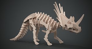3D styracosaurus wooden model