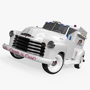 3D 1949 Chevrolet Vintage Ice Cream Van White Rigged model