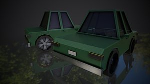 low poly green car 3D model