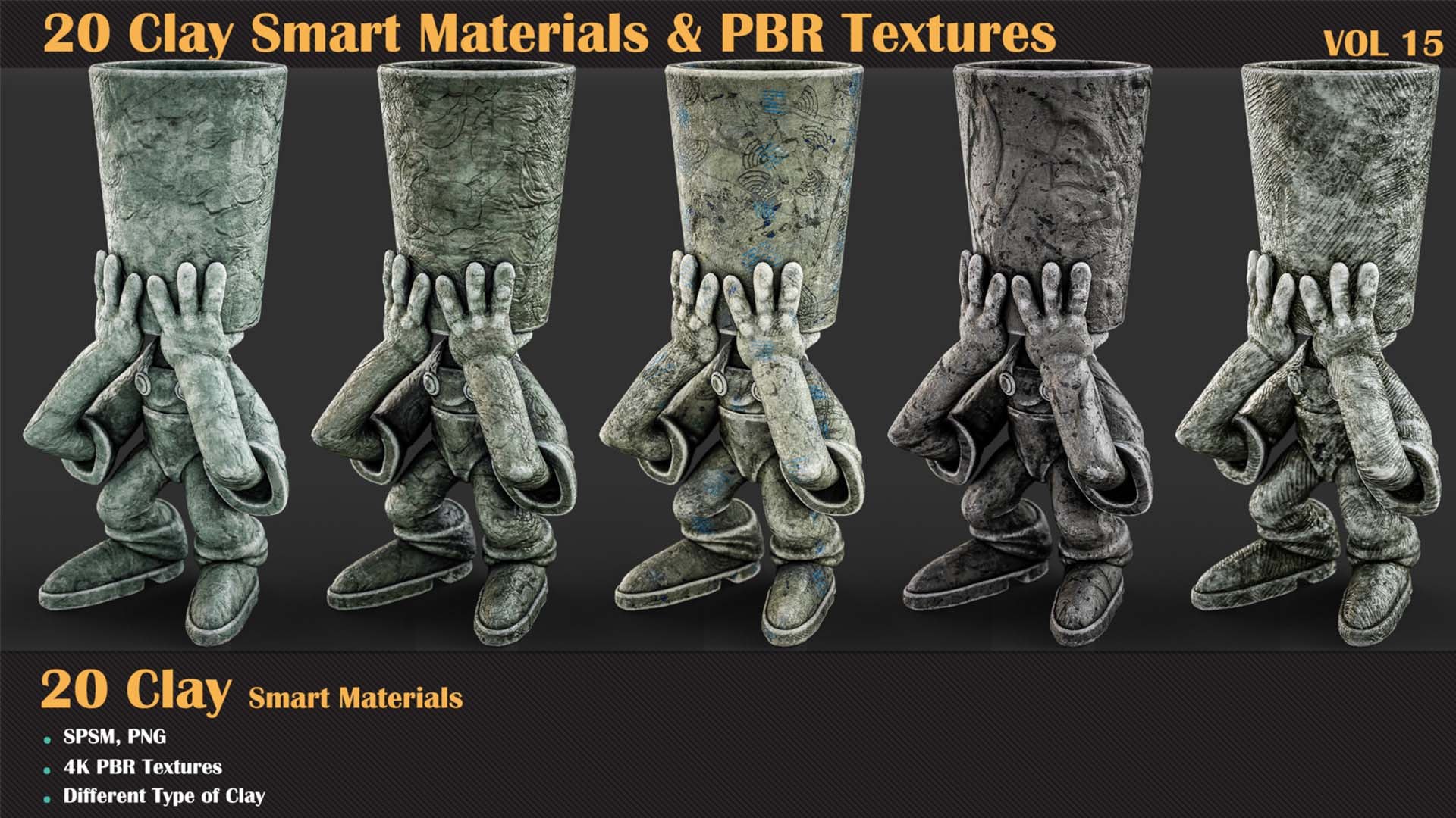 20 Clay Smart Materials PBR Textures - Vol 15 Model - TurboSquid 2258140