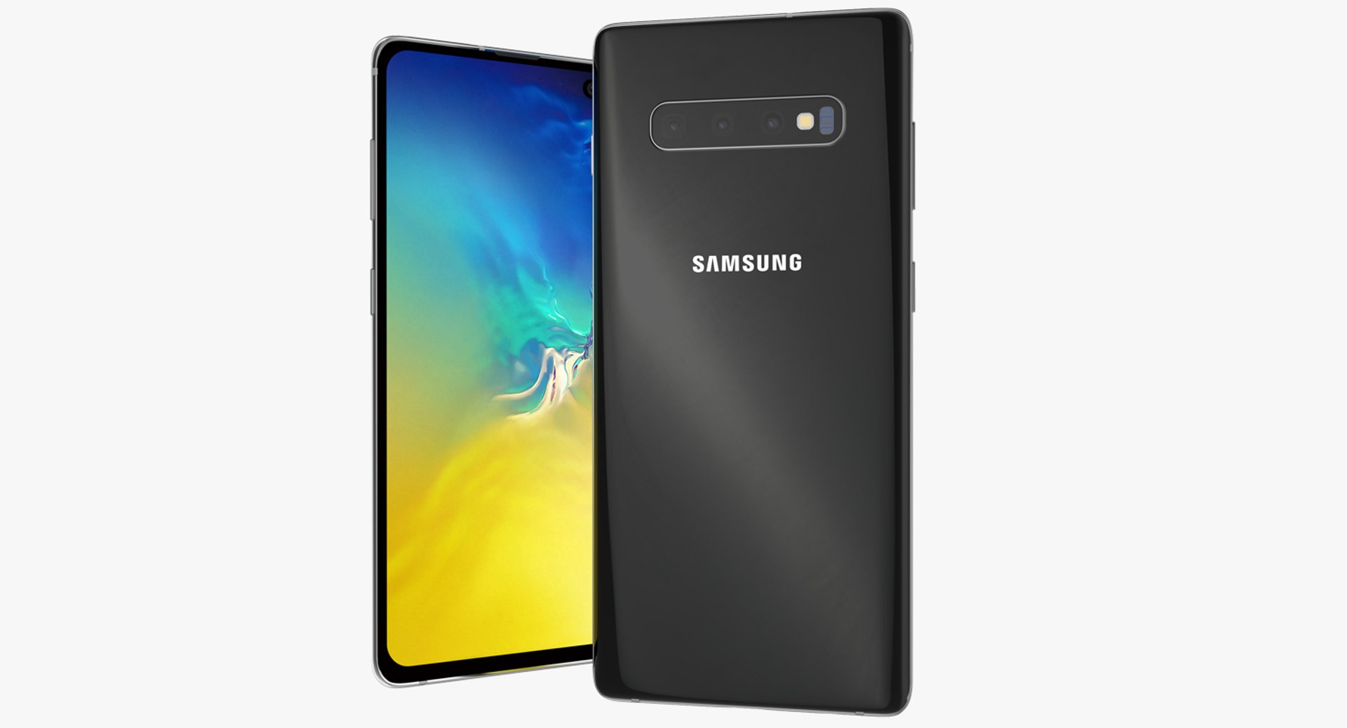 Black Samsung Galaxy S10 Plus 3D model preview