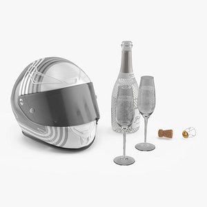 Champagne Toast with Racing Helmet 3D