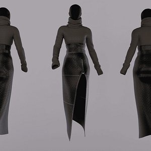 Leather long skirt