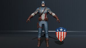 3D Captain America low-poly