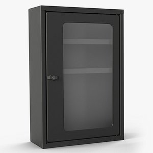 3D Metro Wall Cabinet with Glass Door Black