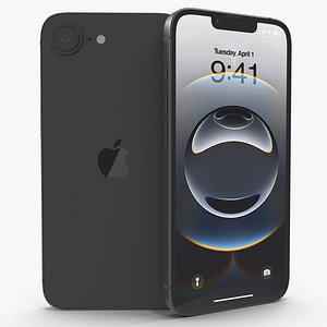 Black iPhone 16e 2025 3D Model