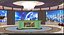 News TV Studio - Modular Broadcast Set with Curved LED Walls Anchor Desk for VP