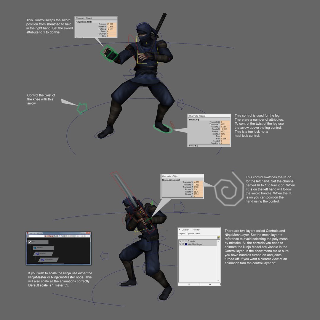 3d Ninja Assassin Rigged Animation Character Model