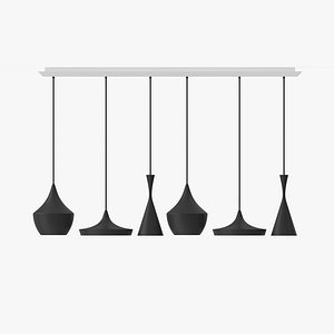 TOM DIXON BEAT LED BLACK RANGE LINEAR PENDANT SYSTEM 3D