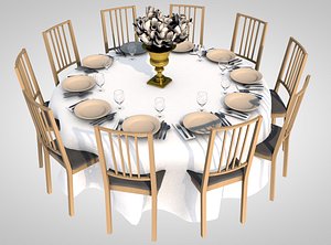 banquet table dinner 3D