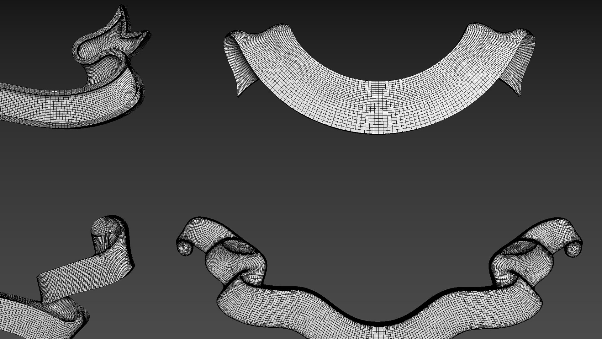 3D Model Ribbons For Inscription Logo Emblem 9pcs - TurboSquid 2341650